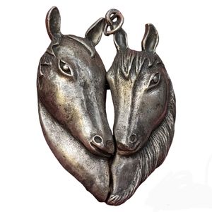 Vintage Sweetheart Metal Horse Love Pendant Pewter Derby, Preakness, rare
